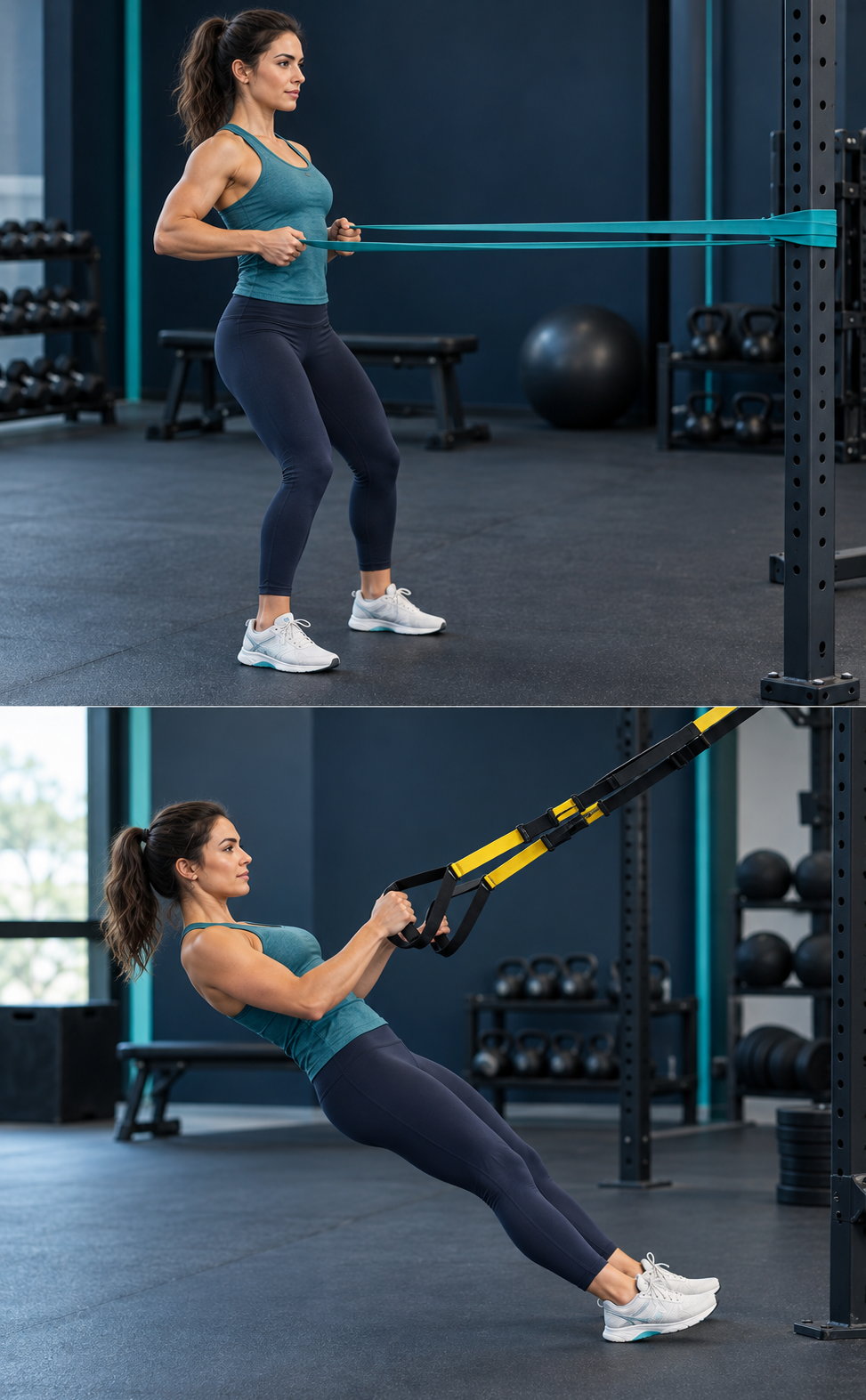 Resistance band and suspension trainer workout